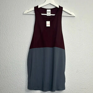 Victoria Secret PINK Two Tone Racerback Athletic Tank Top Burgundy X Small NWT